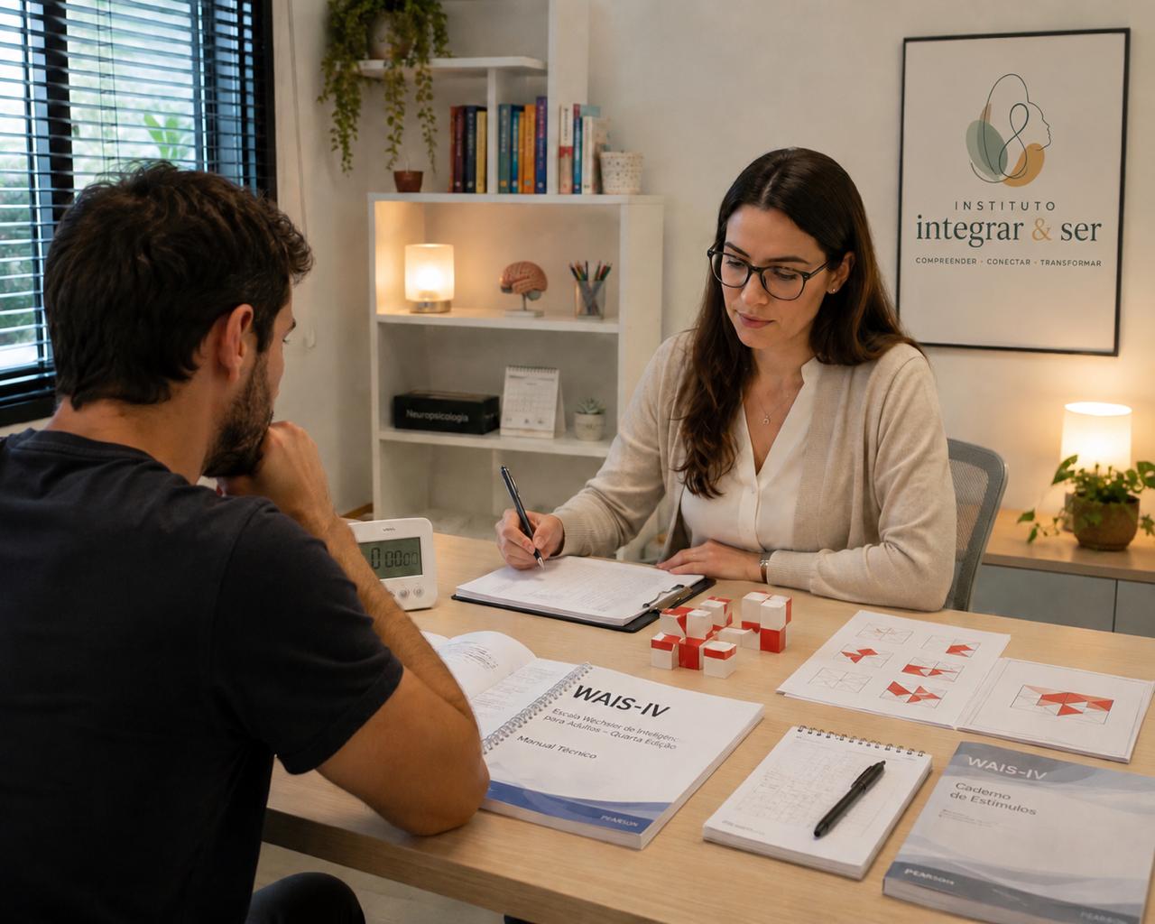Aplicação de testes durante uma avaliação neuropsicológica